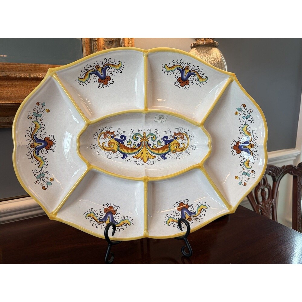 Deruta Pottery Antipasto Divided Platter Ricco Deruta Painted by Hand Italy NEW